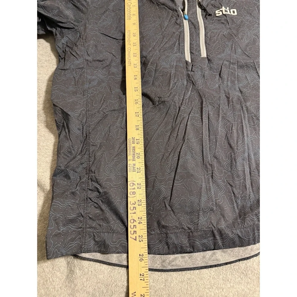 STIO Second Light Windshell Pullover Blue Topographic Pattern Nylon Men's Small